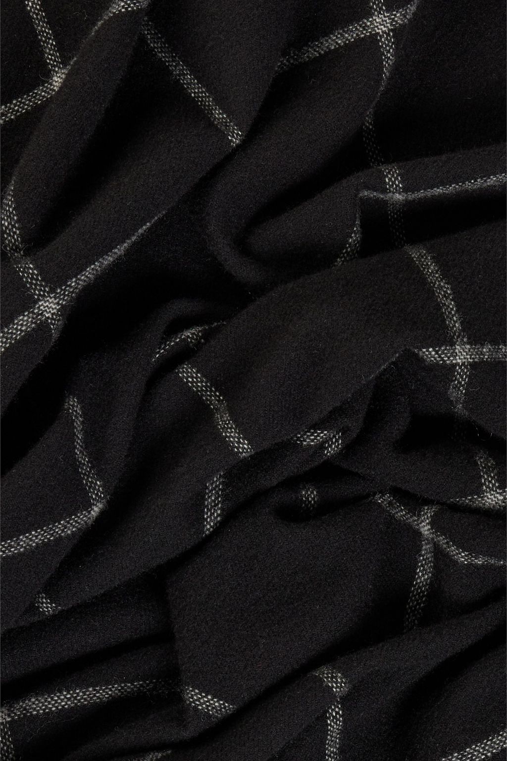 VALENTINO GARAVANI Fringed checked wool scarf