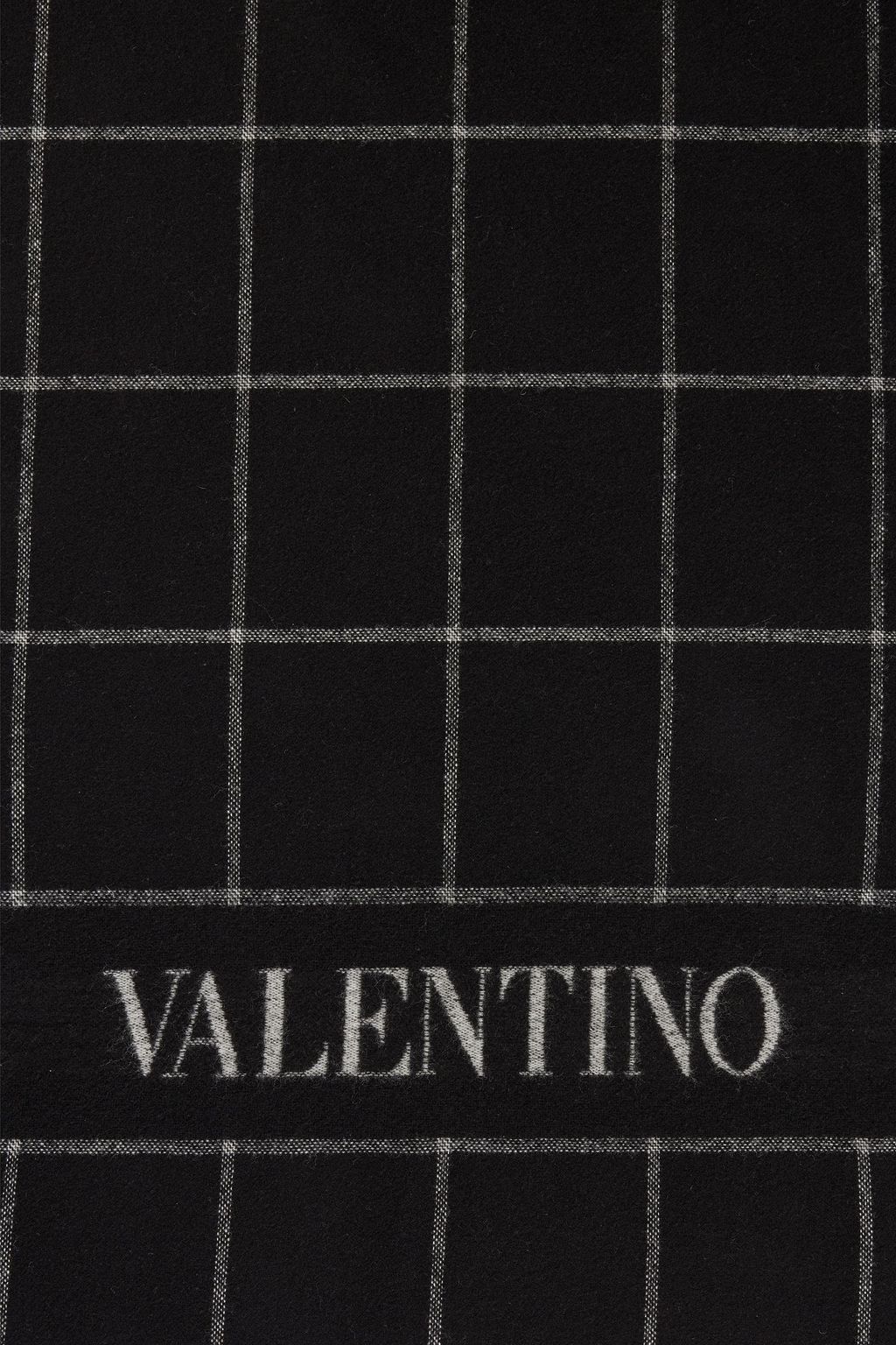 VALENTINO GARAVANI Fringed checked wool scarf