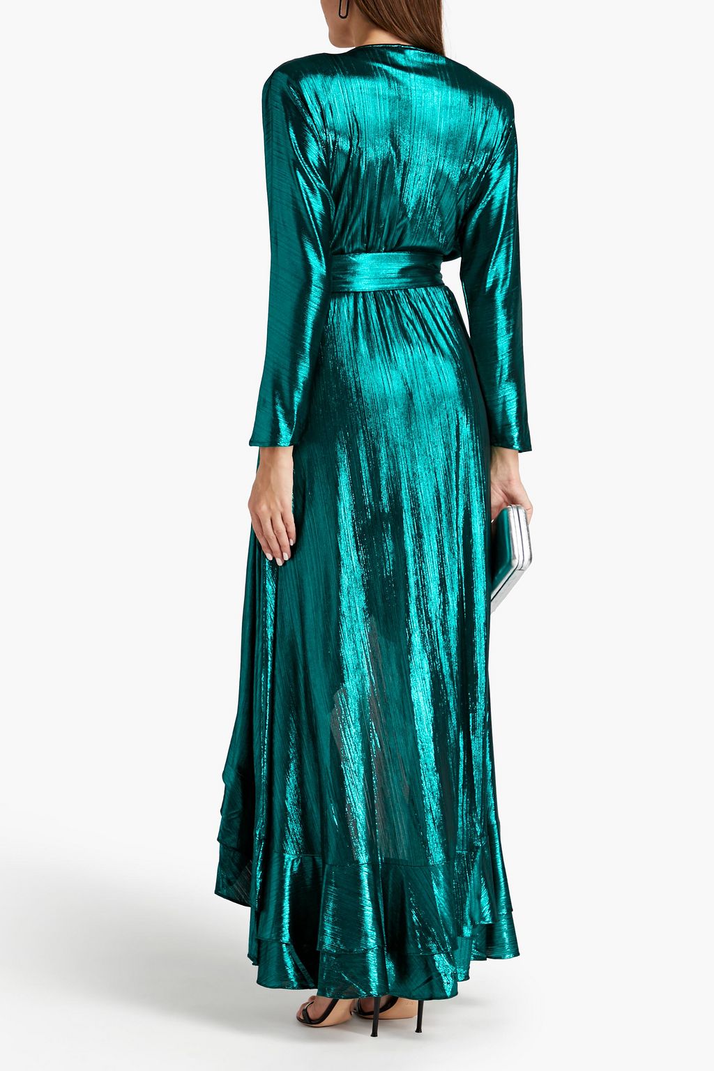 RETROFÊTE Wayne metallic jersey maxi wrap dress
