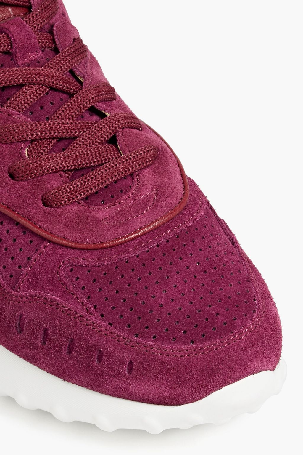 TOD'S Leather-trimmed perforated suede sneakers