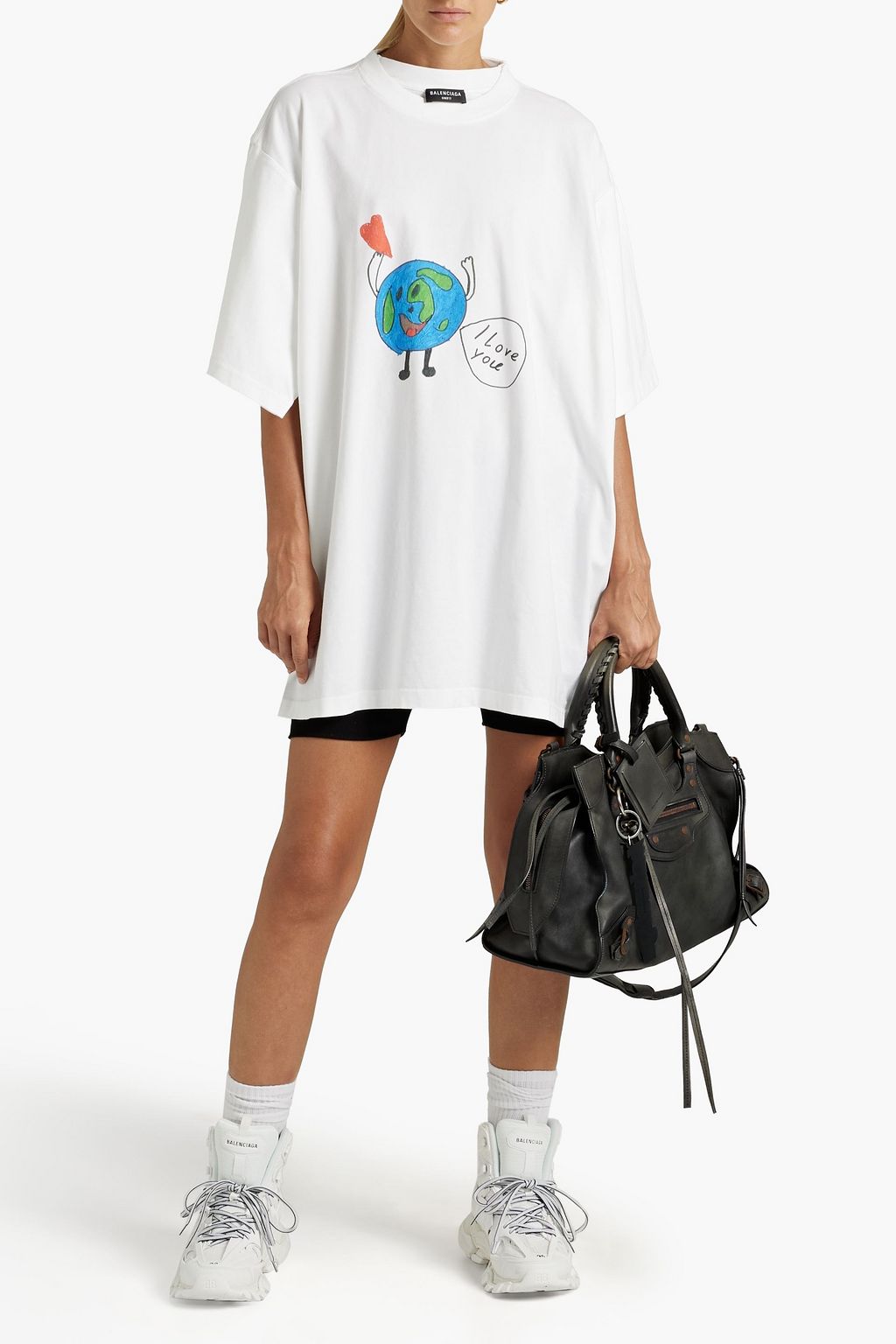 BALENCIAGA Oversized printed cotton-jersey T-shirt