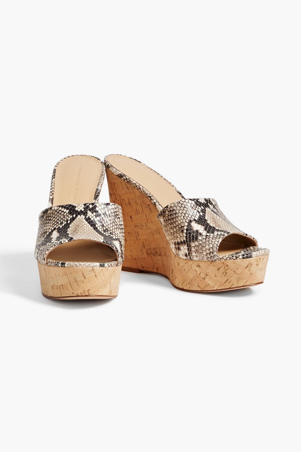 VERONICA BEARD Dali snake-effect leather wedge mules