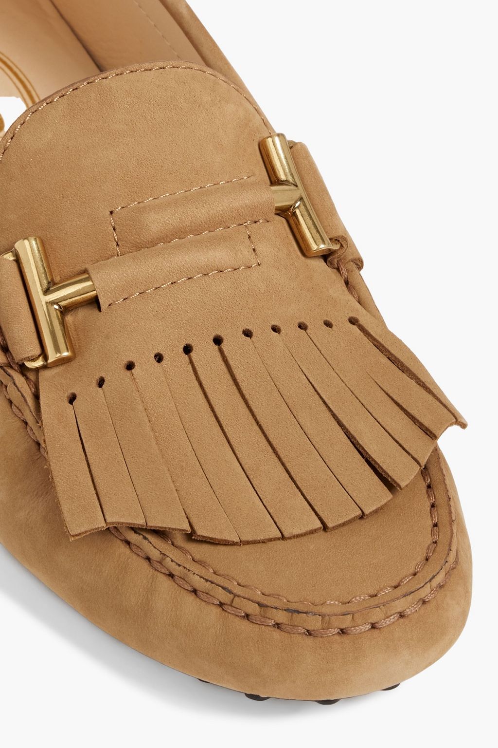 TOD'S Double T fringed suede loafers