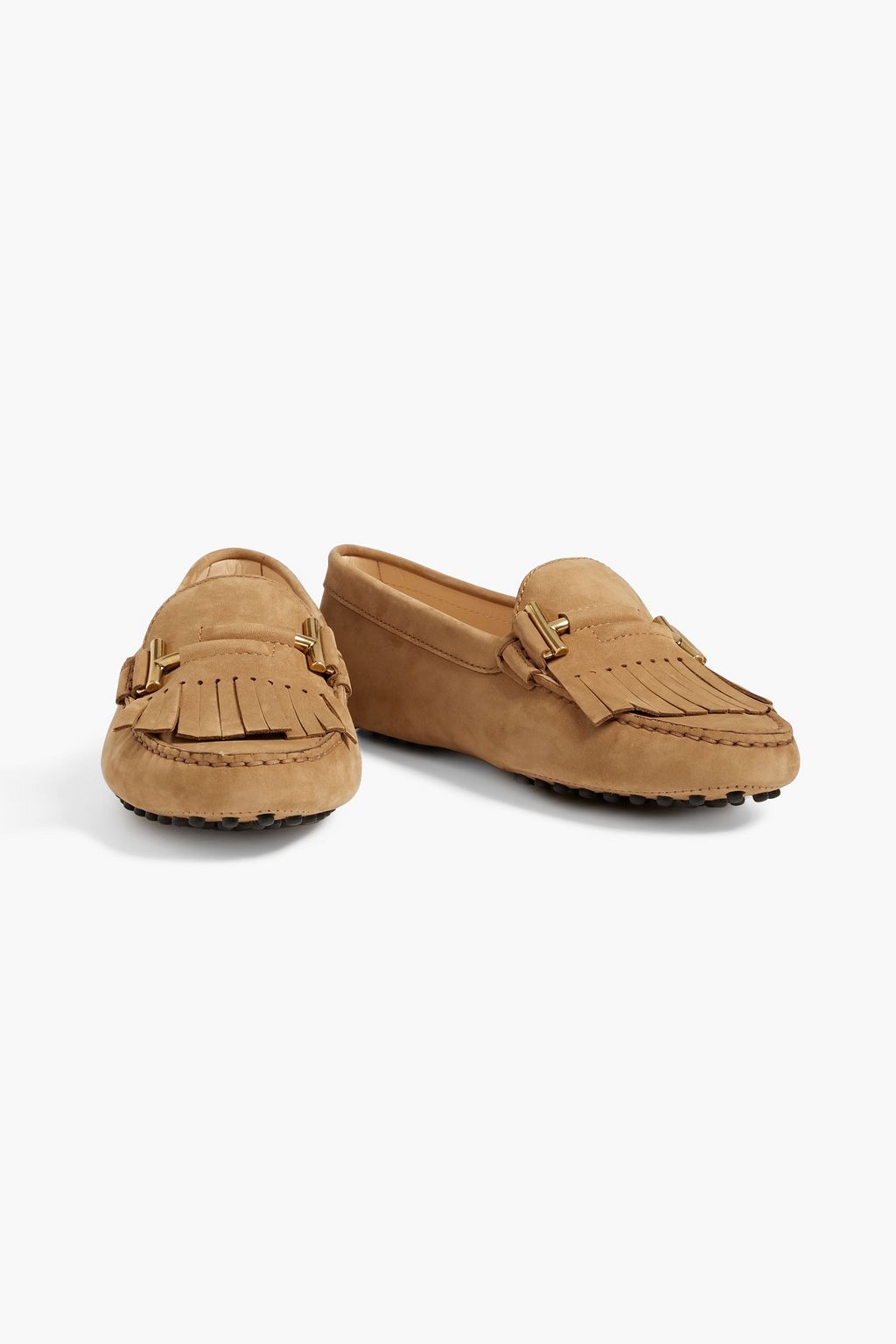 TOD'S Double T fringed suede loafers