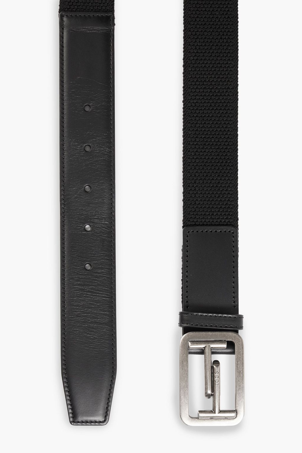 TOD'S Double T leather-trimmed canvas belt