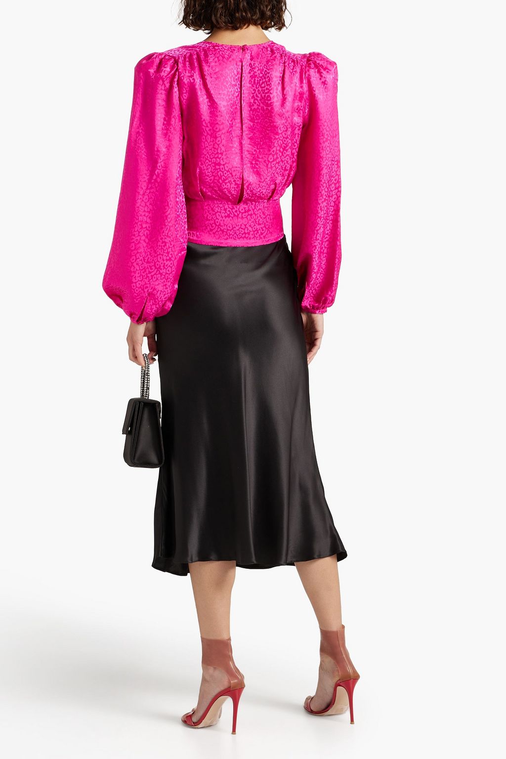 RONNY KOBO Eugenia wrap-effect satin-jacquard top