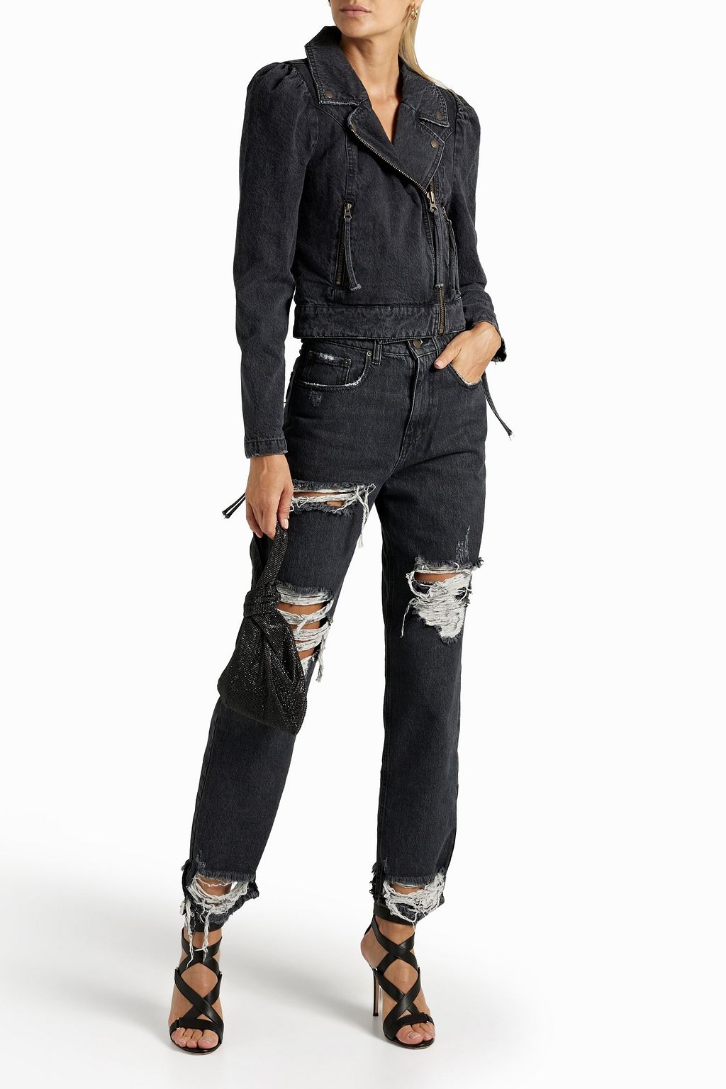 RETROFÊTE Laguna distressed high-rise straight-leg jeans
