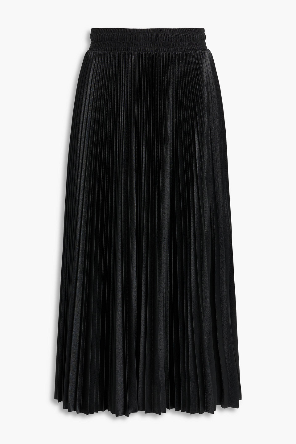 Balenciaga Pleated Leather Midi Skirt In Black