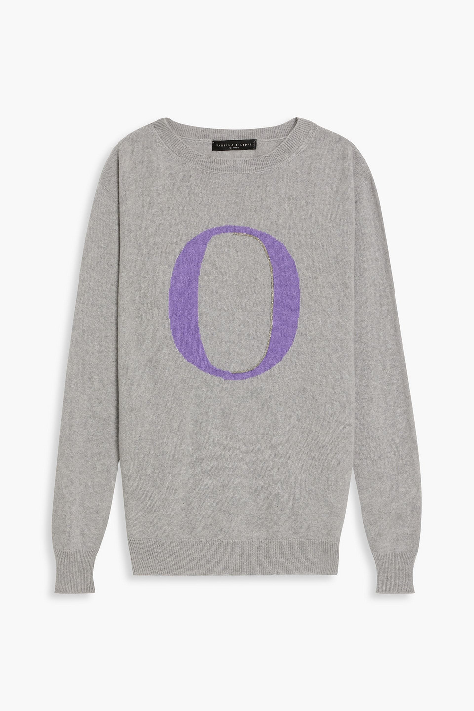 Fabiana Filippi Bead-embellished Intarsia-knit Cashmere Sweater In Purple