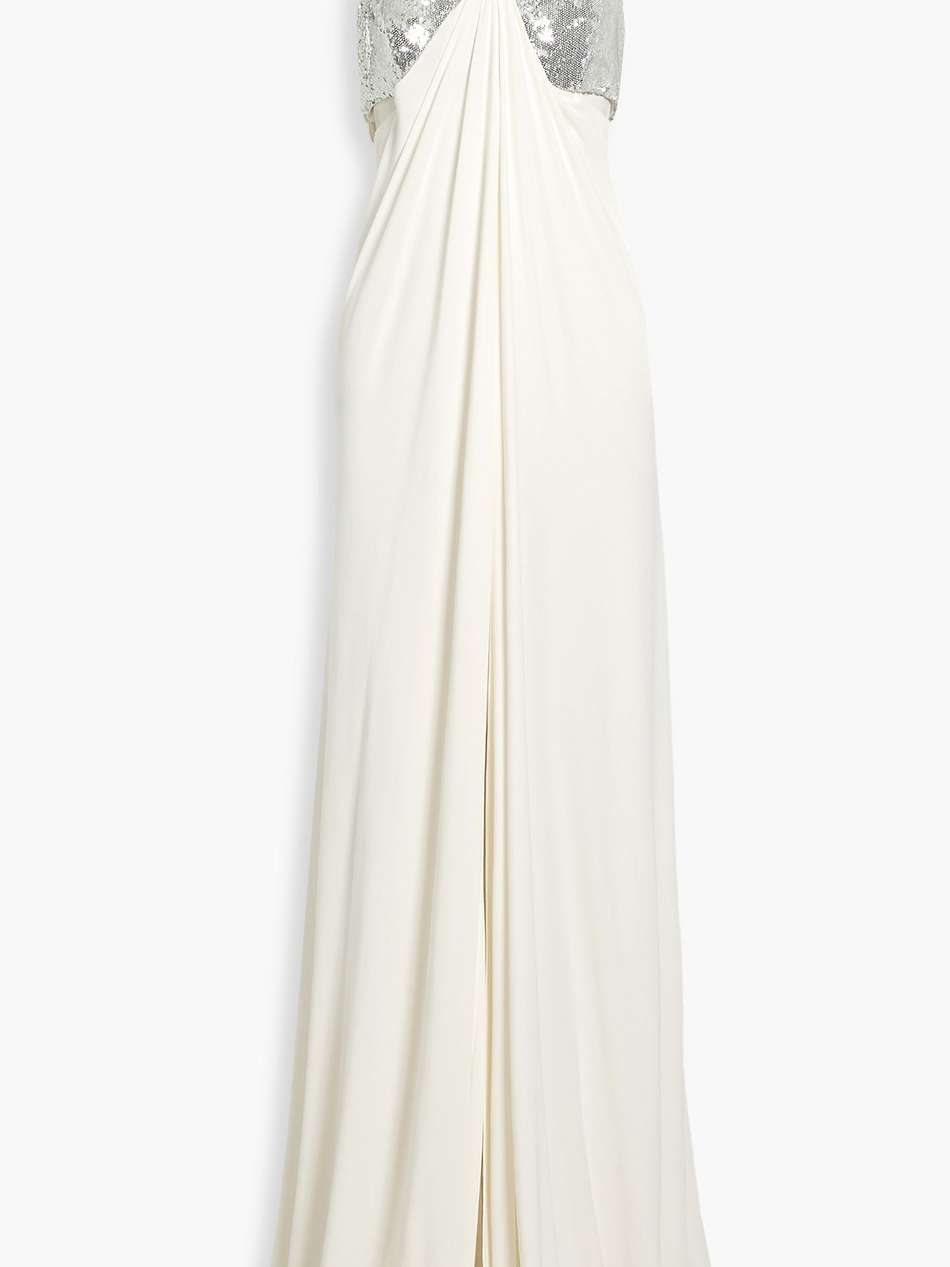 layered cutout sequin-embellished jersey jumpsuit