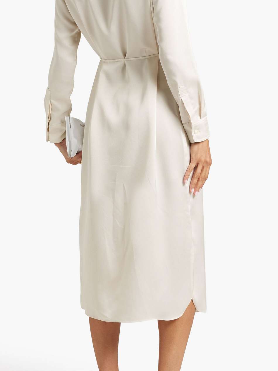 belted satin-crepe midi shirt dress