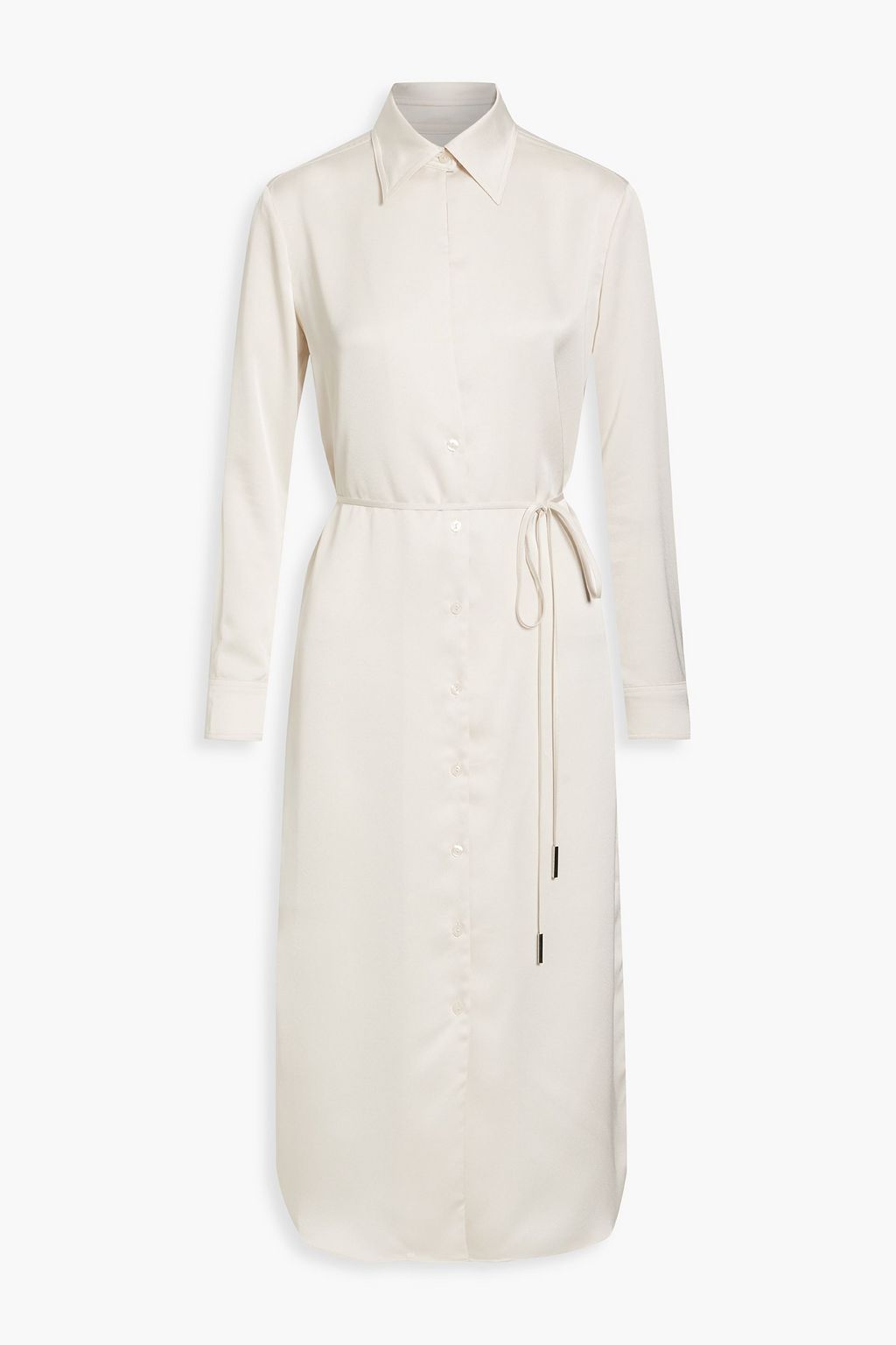 HALSTON Belted satin-crepe midi shirt dress | THE OUTNET