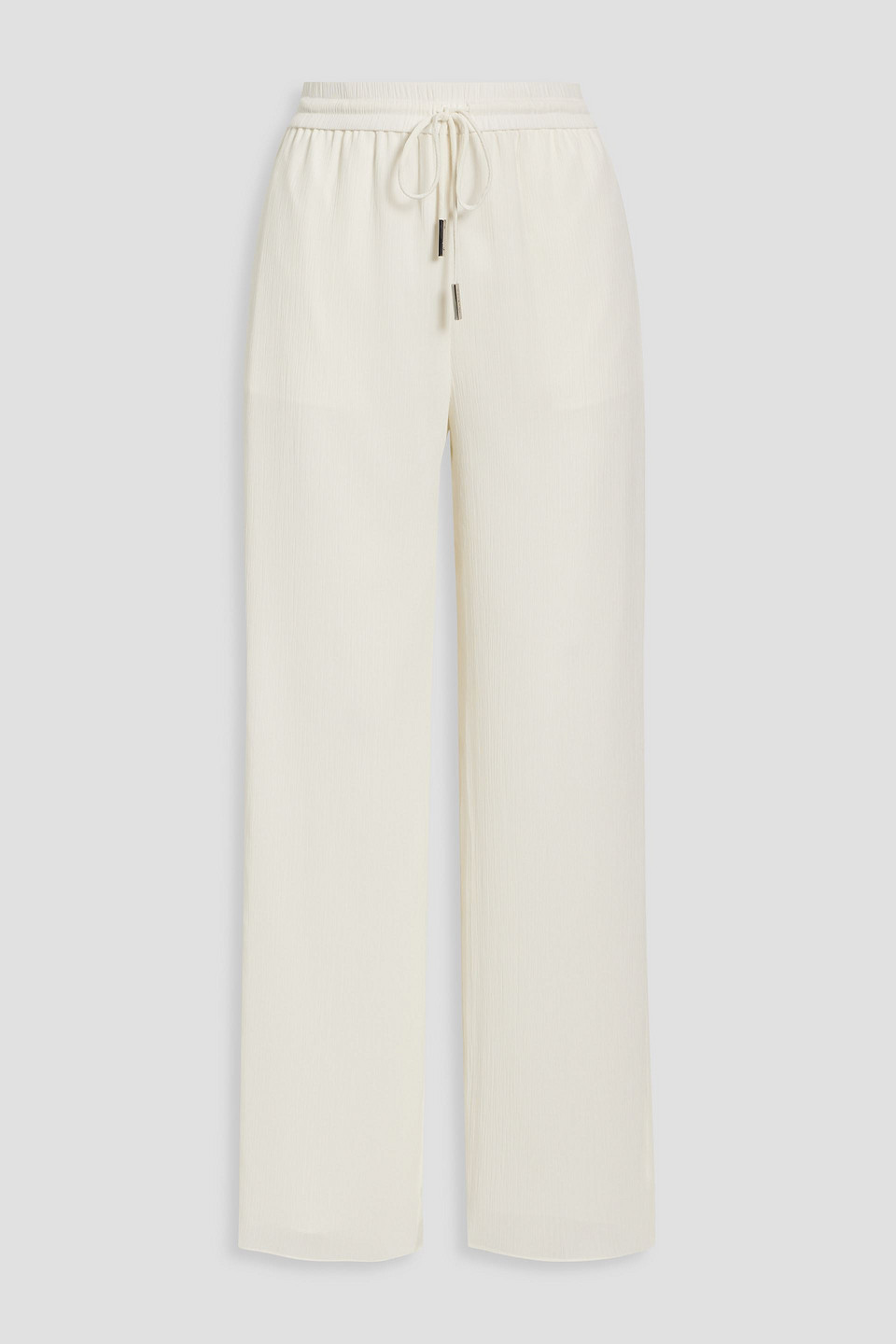 Halston Fawn Pleated Crepon Wide-leg Trousers In Chalk
