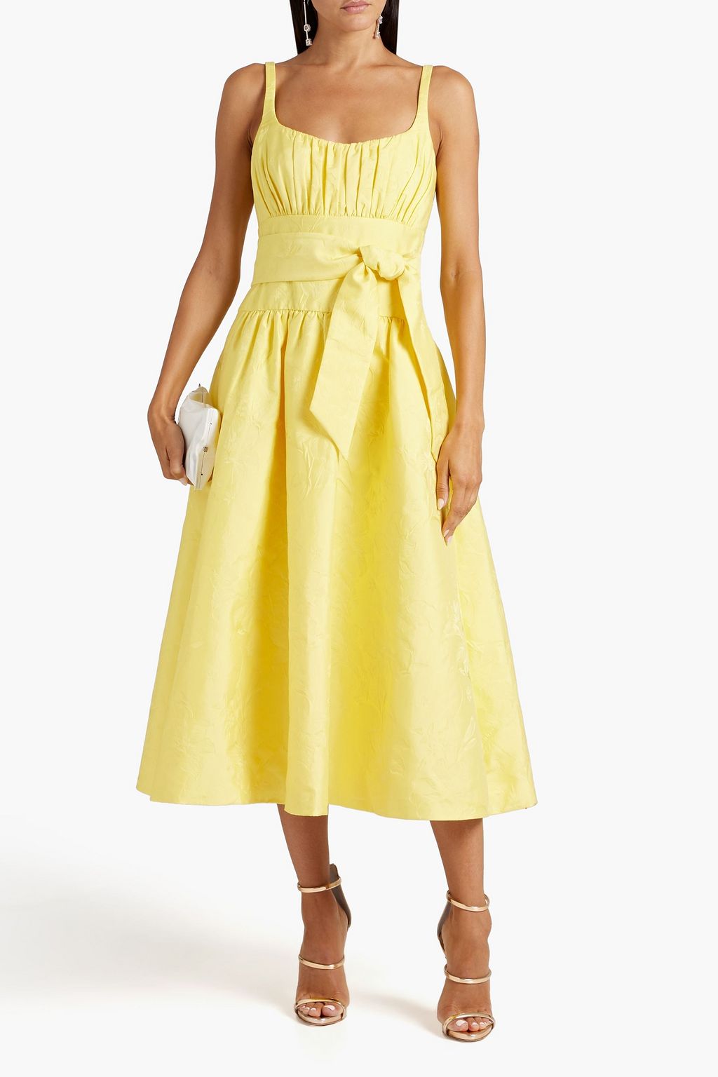 ML MONIQUE LHUILLIER Bow-detailed jacquard mini dress