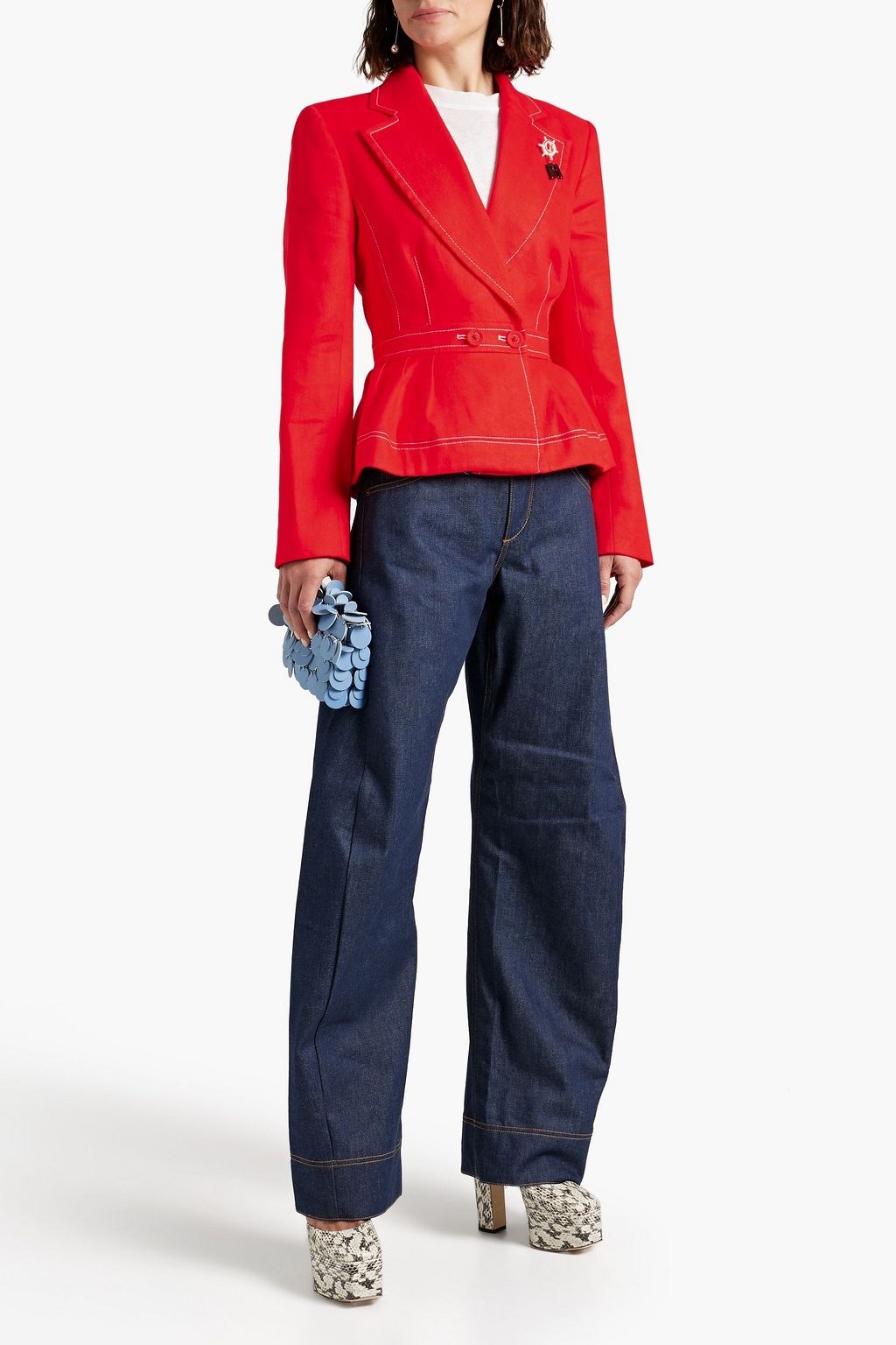 ZIMMERMANN Postcard appliquéd linen peplum jacket