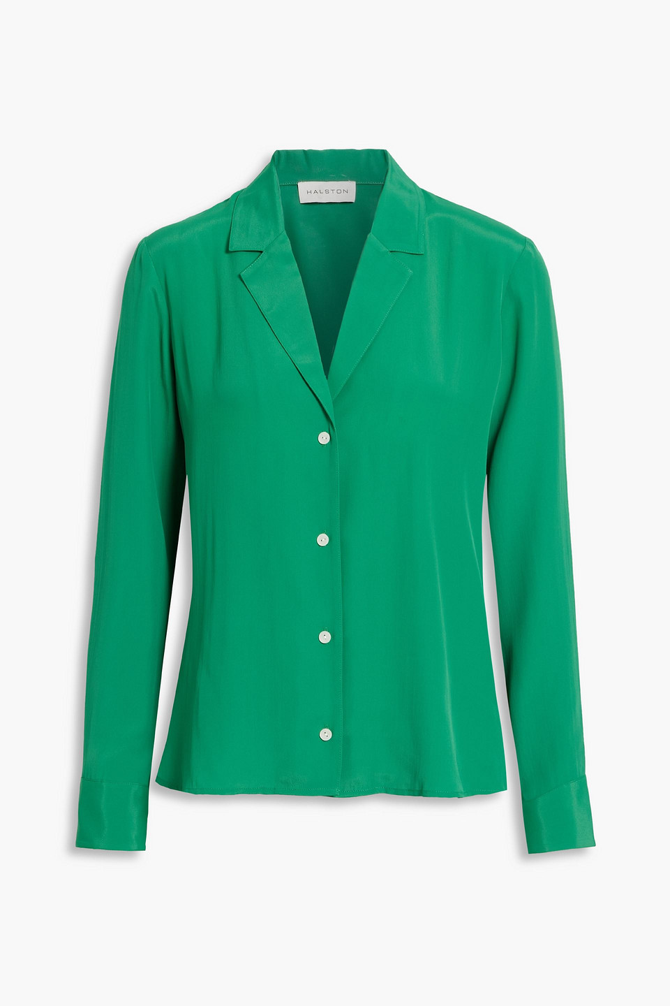 Shop Halston Aria Crepe Shirt In Jade