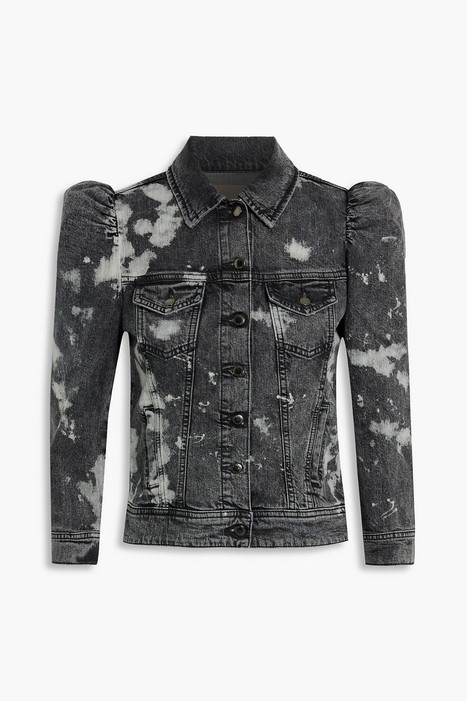 Retroféte Ada Gathered Bleached Denim Jacket In Charcoal