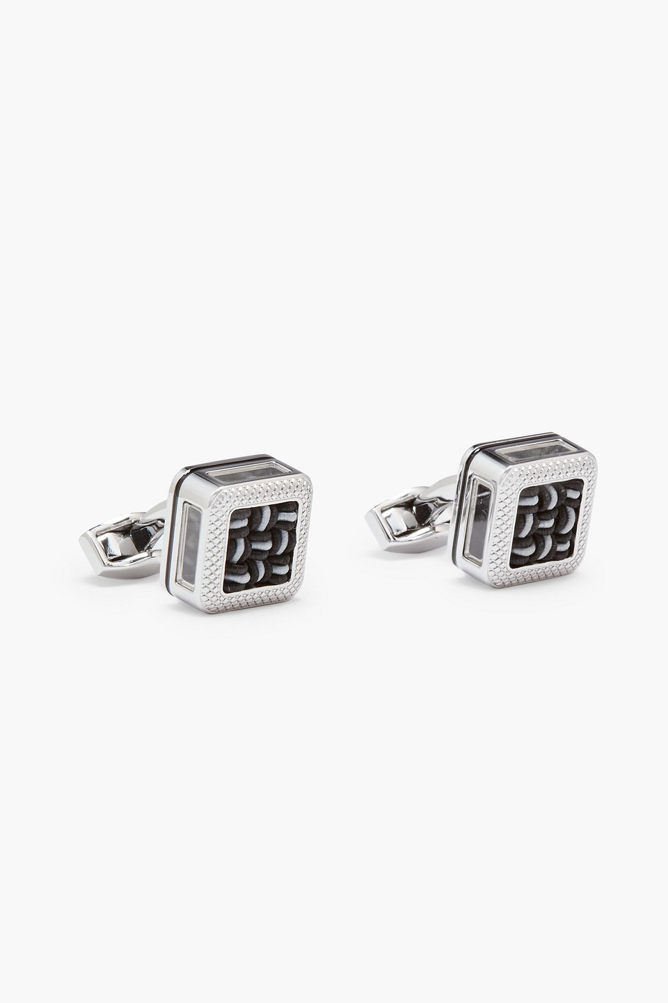 Tateossian Silver-tone Woven Cord And Enamel Cufflinks