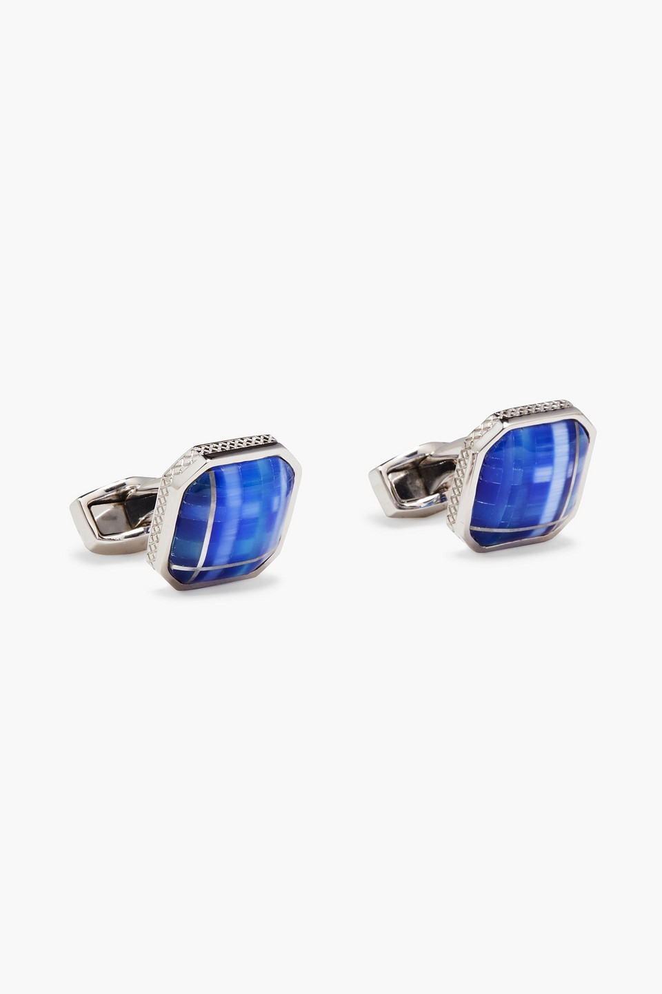 Tateossian Silver-tone Stone Cufflinks In Royal Blue