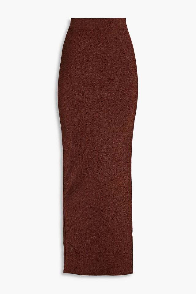 Metallic knitted maxi skirt