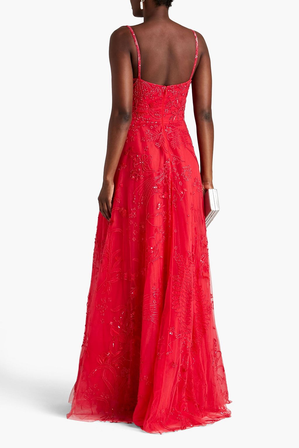 Red Embellished silkblend tulle gown ZUHAIR MURAD THE