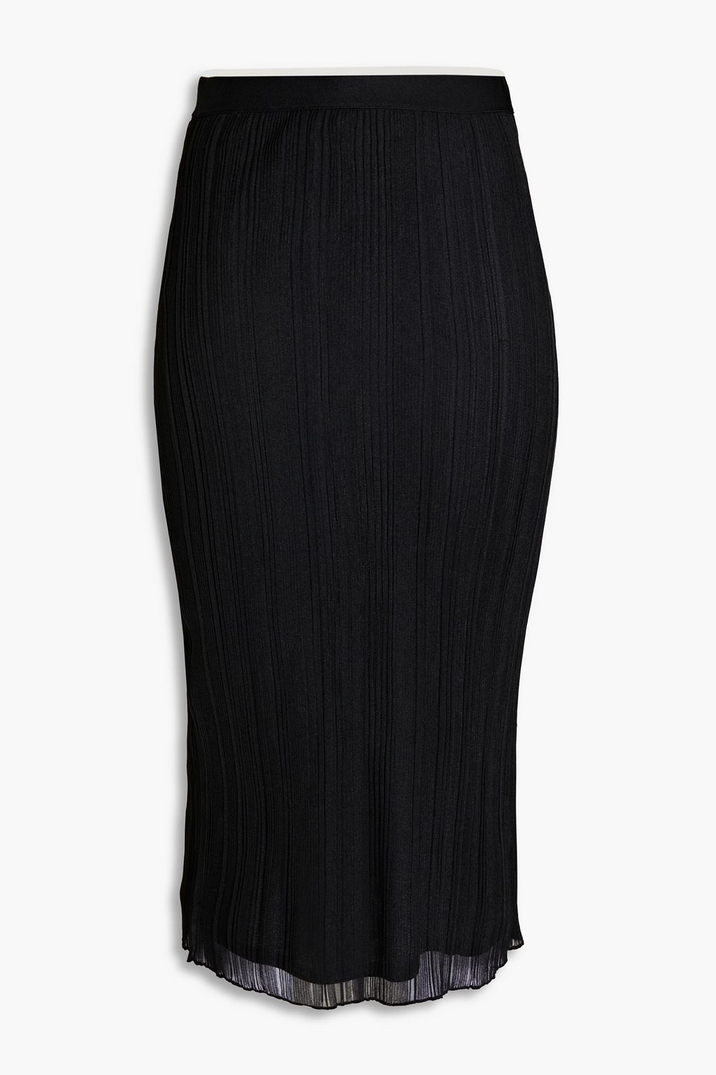 Black Ribbed-knit midi skirt | HERVÉ 