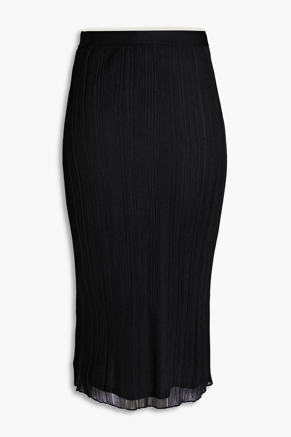 Herve Leger Ribbed-knit Midi Skirt In Black