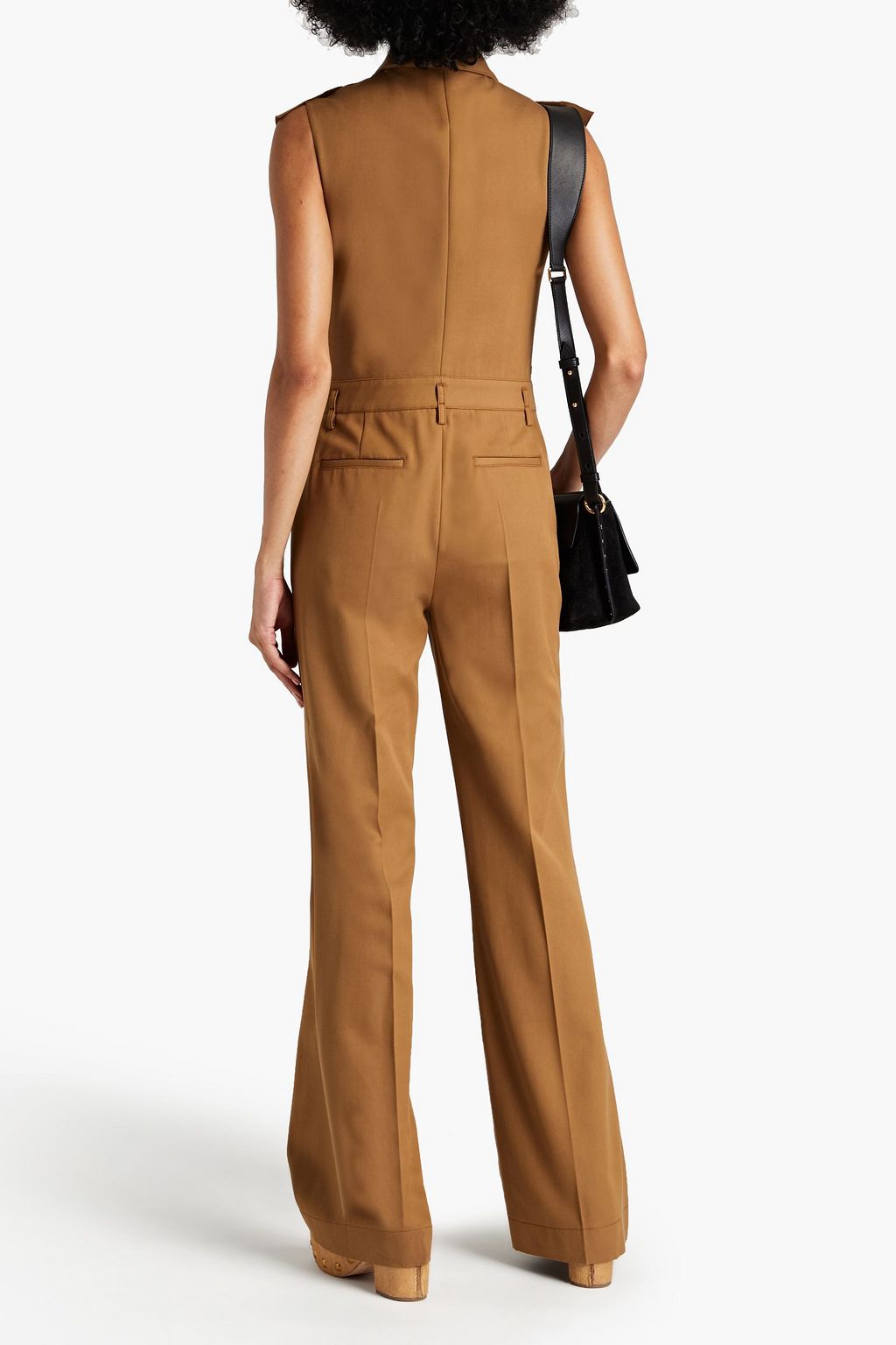 REDVALENTINO Ruffled cotton and wool-blend twill flared jumpsuit