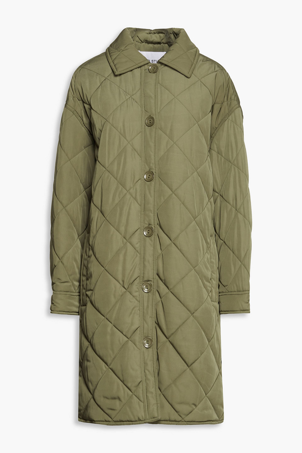 Stand Studio Ronja Quilted Shell Coat In Army Green