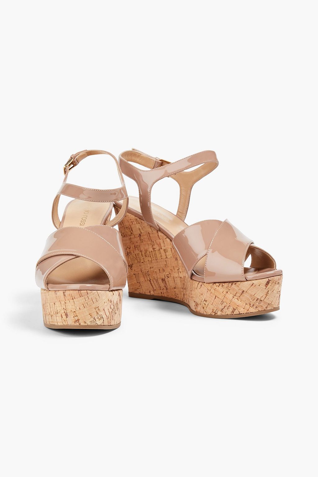 SERGIO ROSSI Patent-leather wedge sandals