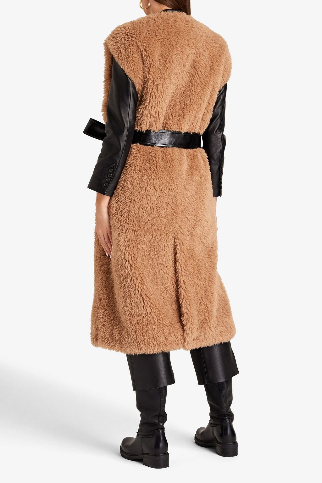 STAND STUDIO Denise belted faux shearling vest
