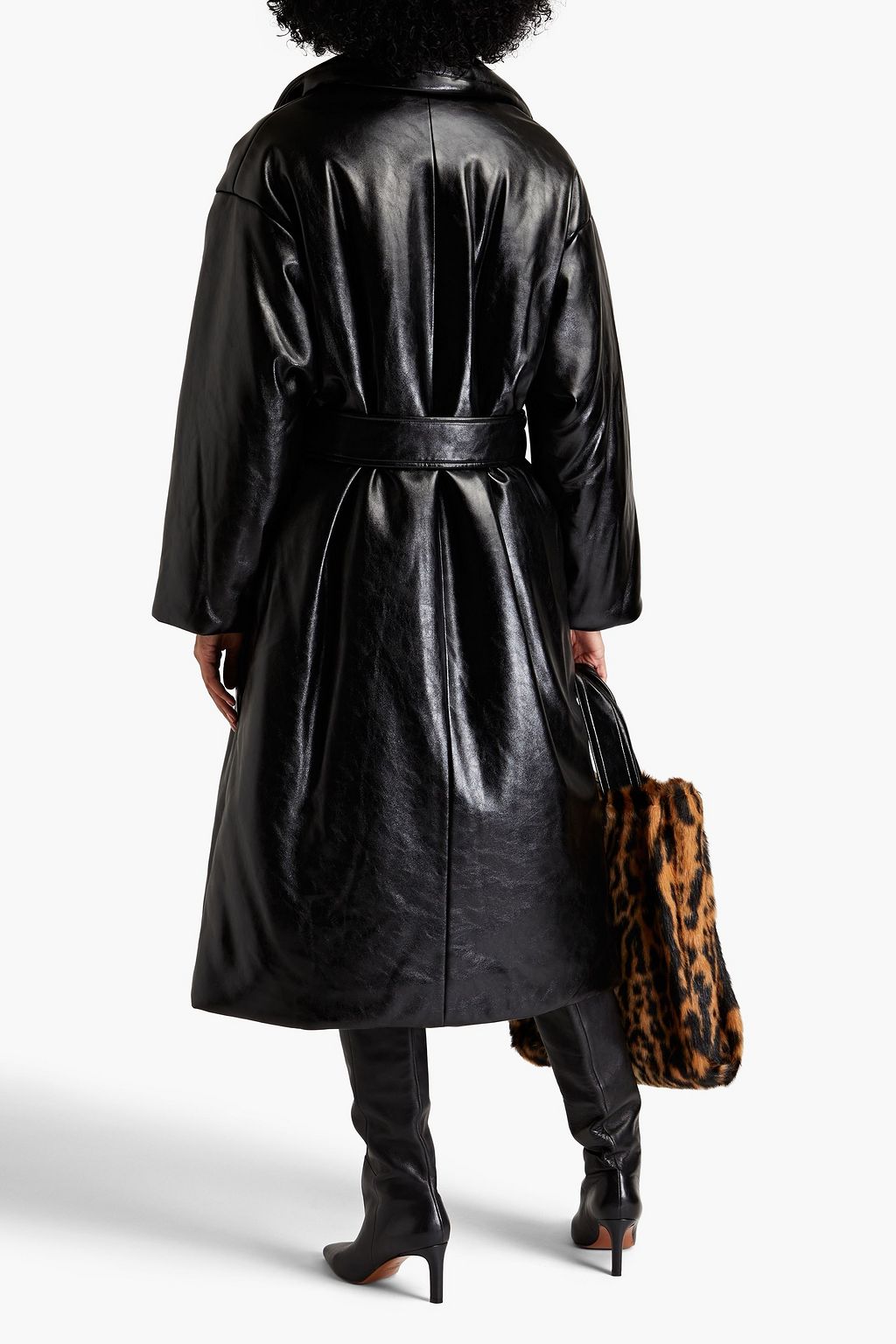 STAND STUDIO Irma belted faux leather coat