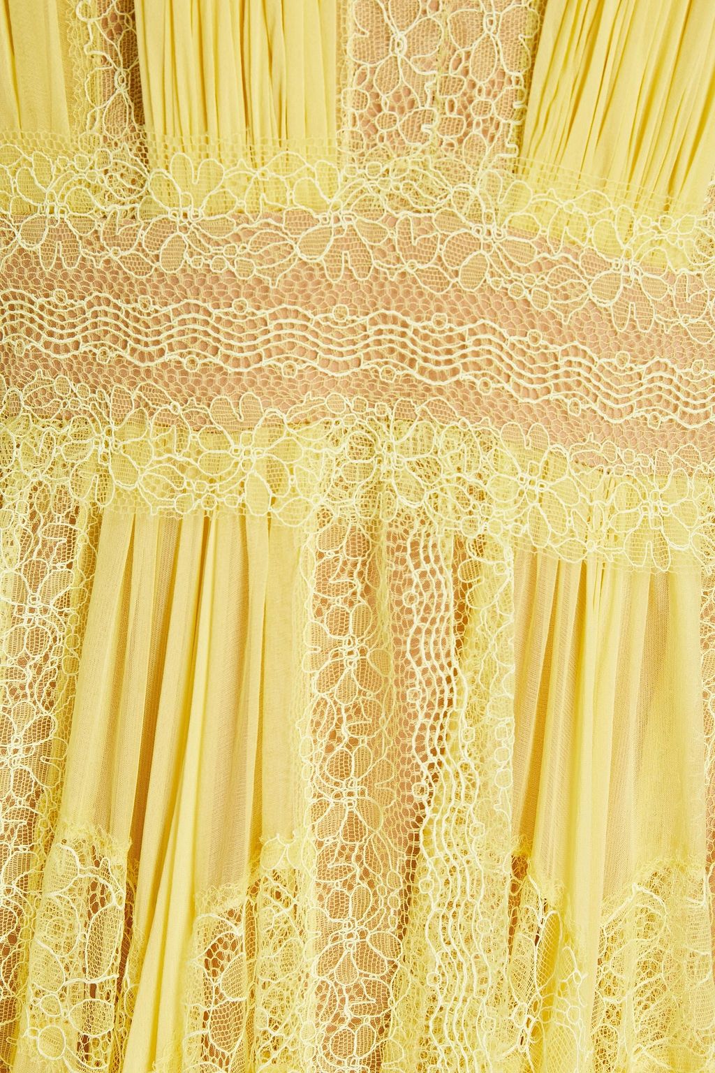 ZUHAIR MURAD Gathered lacetrimmed silkchiffon gown THE