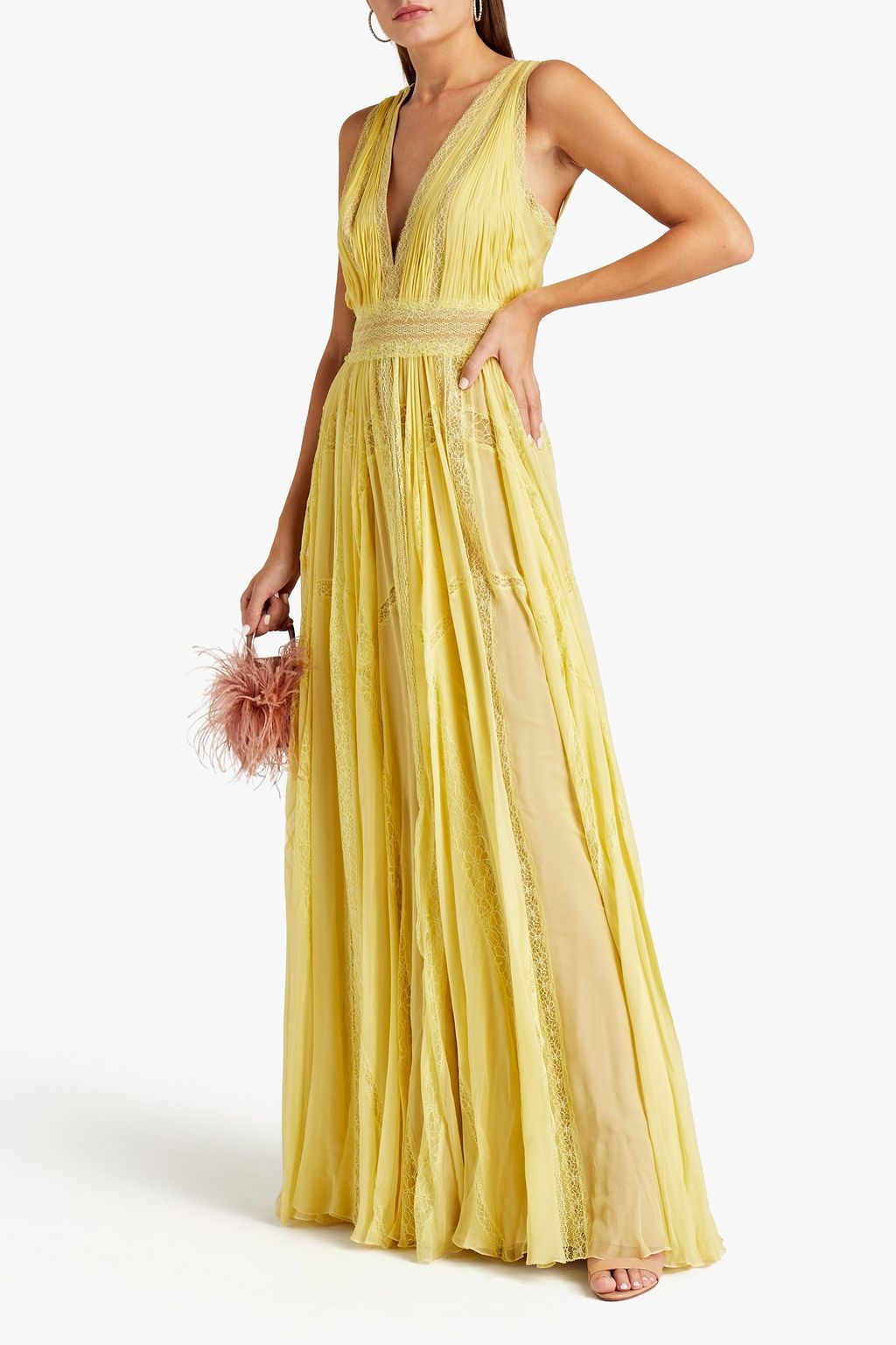 Silk And Chiffon Gown Styles 2026.ZUHAIR MURAD Gathered lace-trimmed silk-chiffon gown | THE OUTNET