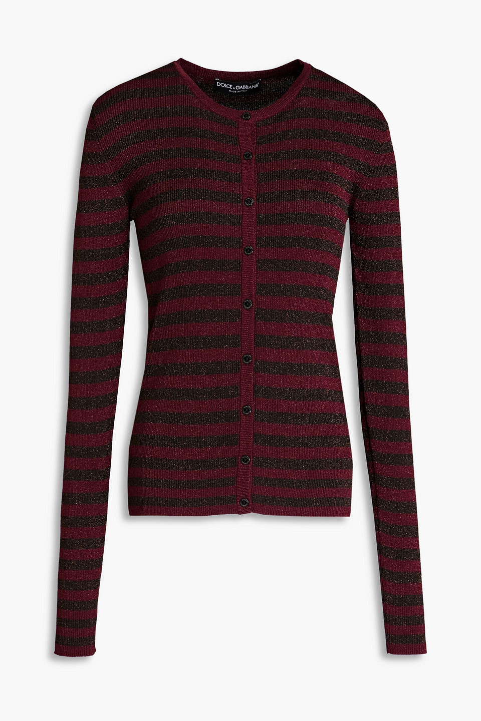 Dolce & Gabbana Black Red Striped Viscose Cardigan Sweater In Merlot