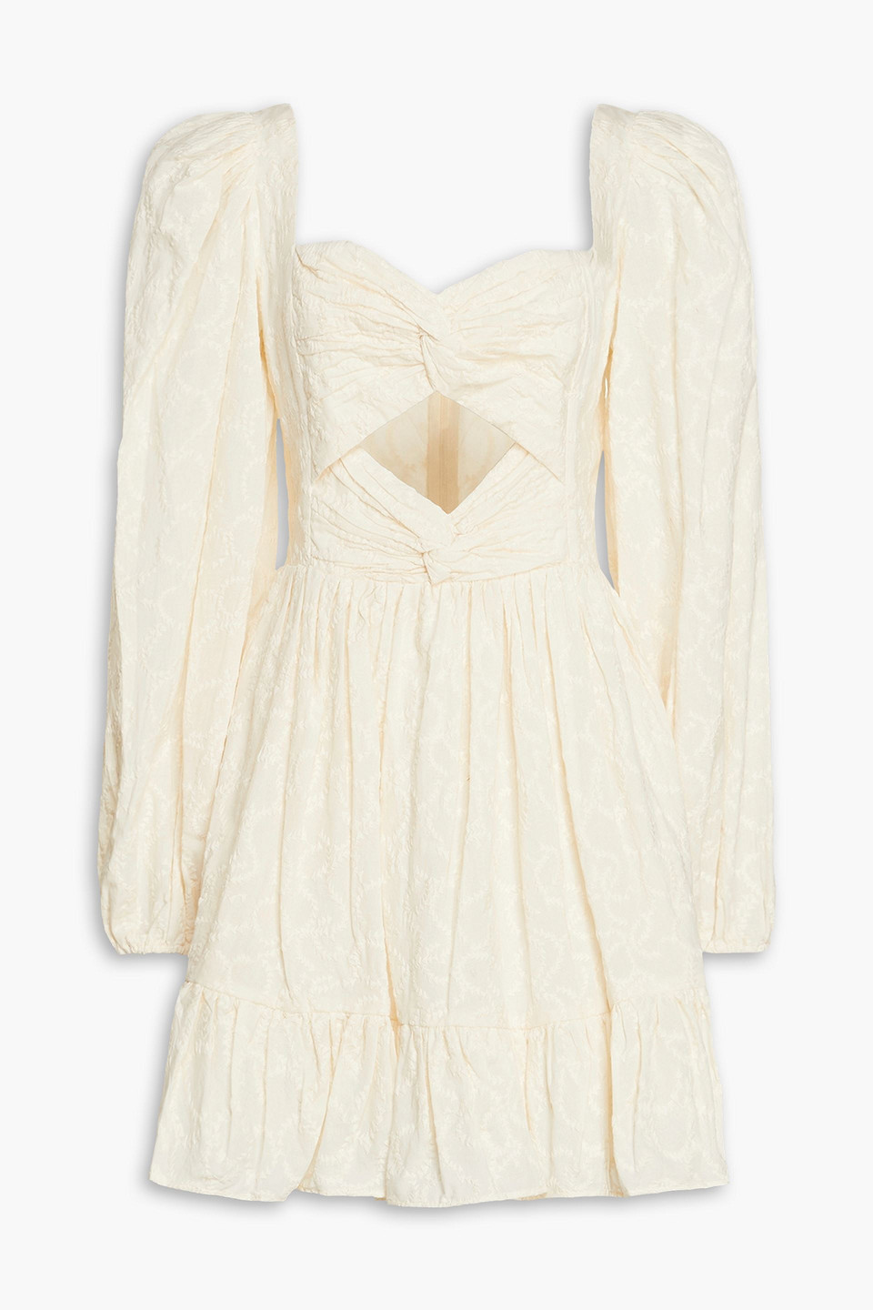 AMUR Knotted cutout organic cotton-jacquard mini dress