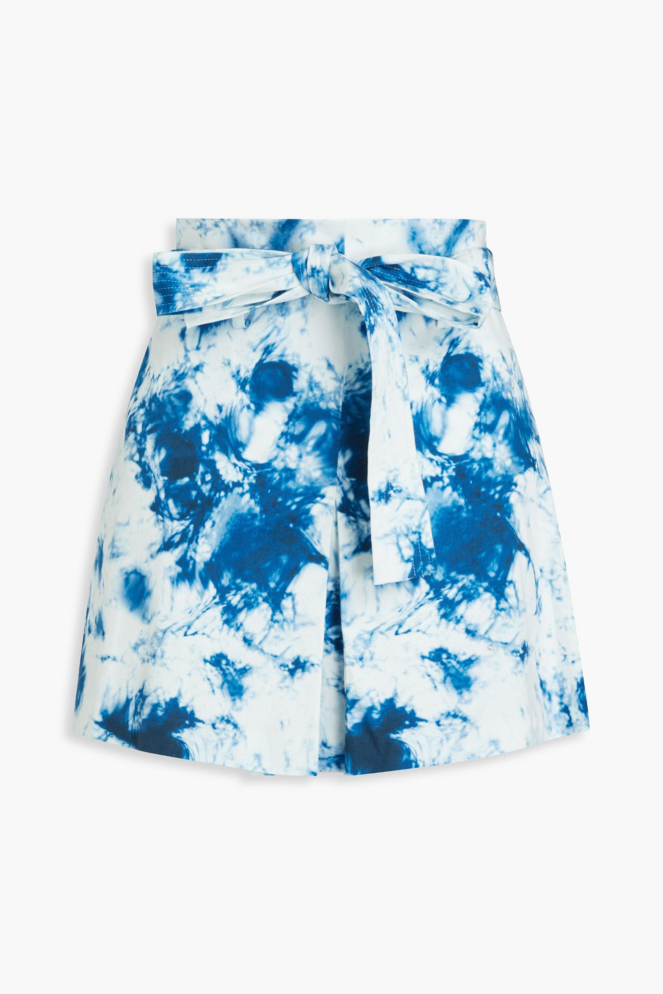AMUR Layered tie-dyed organic cotton-blend crepe shorts