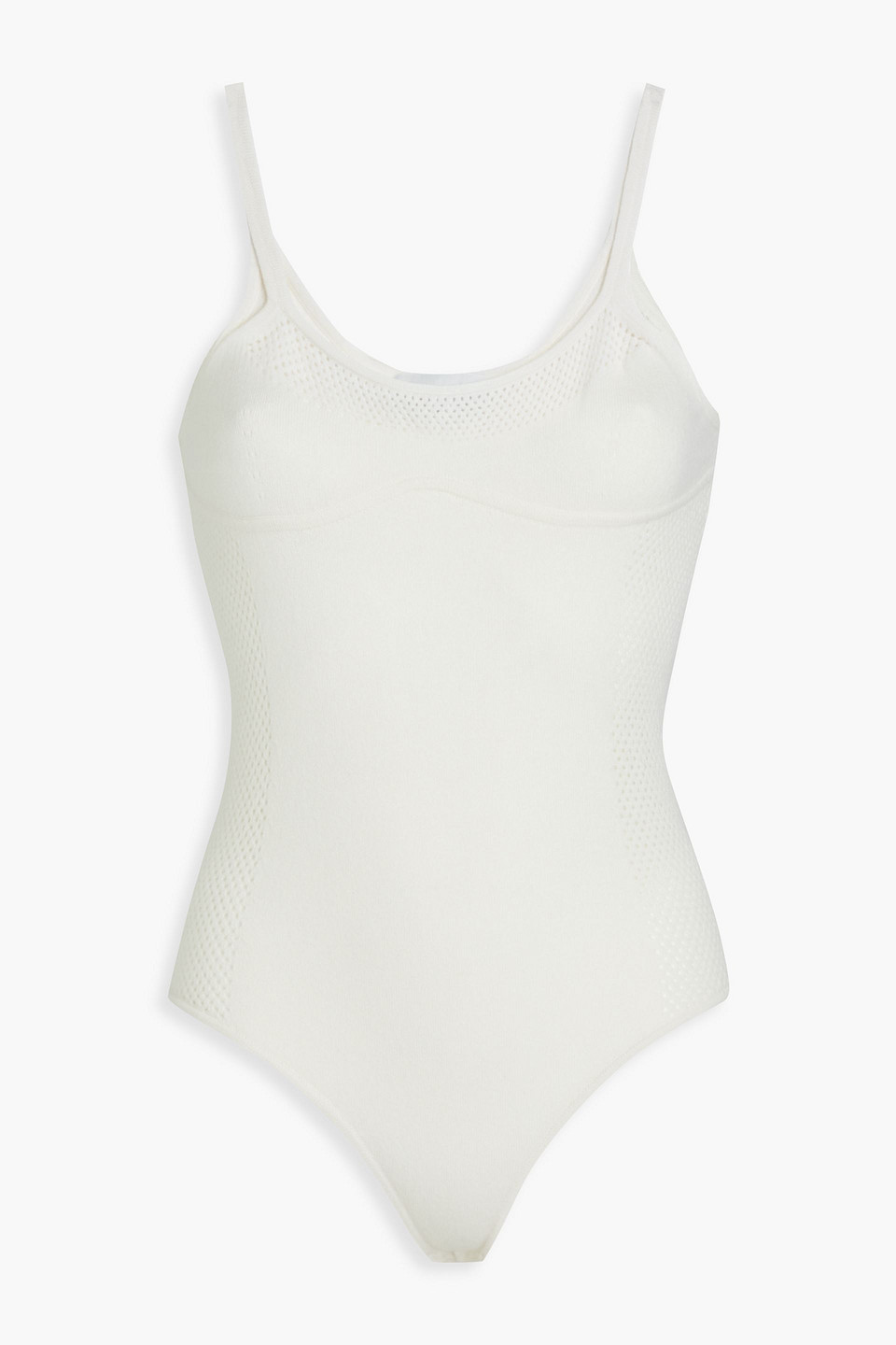 Fleur Du Mal Pointelle-trimmed Cashmere Bodysuit In Ivory