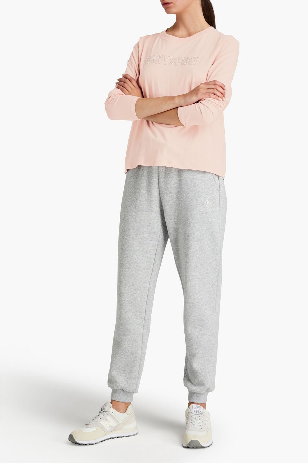 DKNY Logo-appliquéd cotton-jersey top