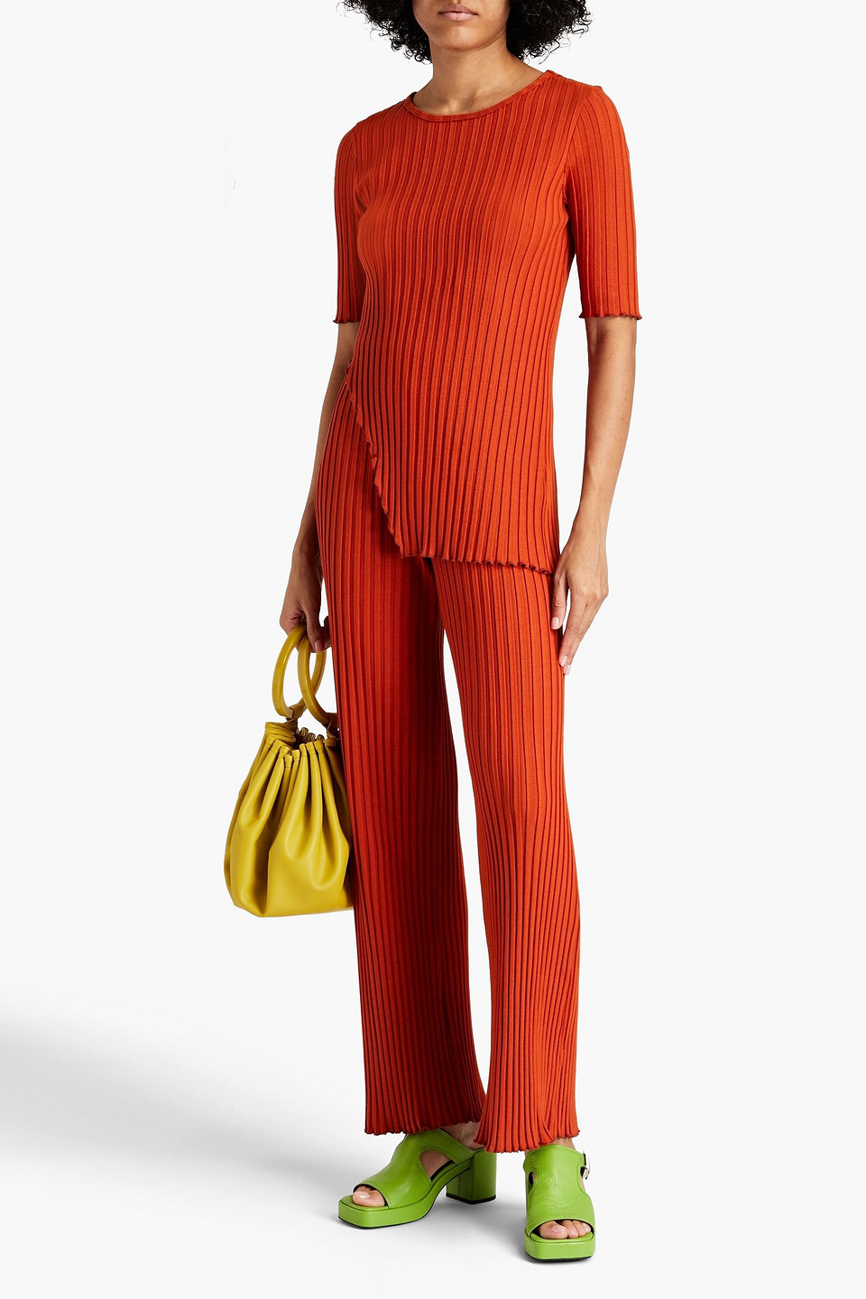 SIMON MILLER RIBBED STRETCH-MICRO MODAL WIDE-LEG PANTS