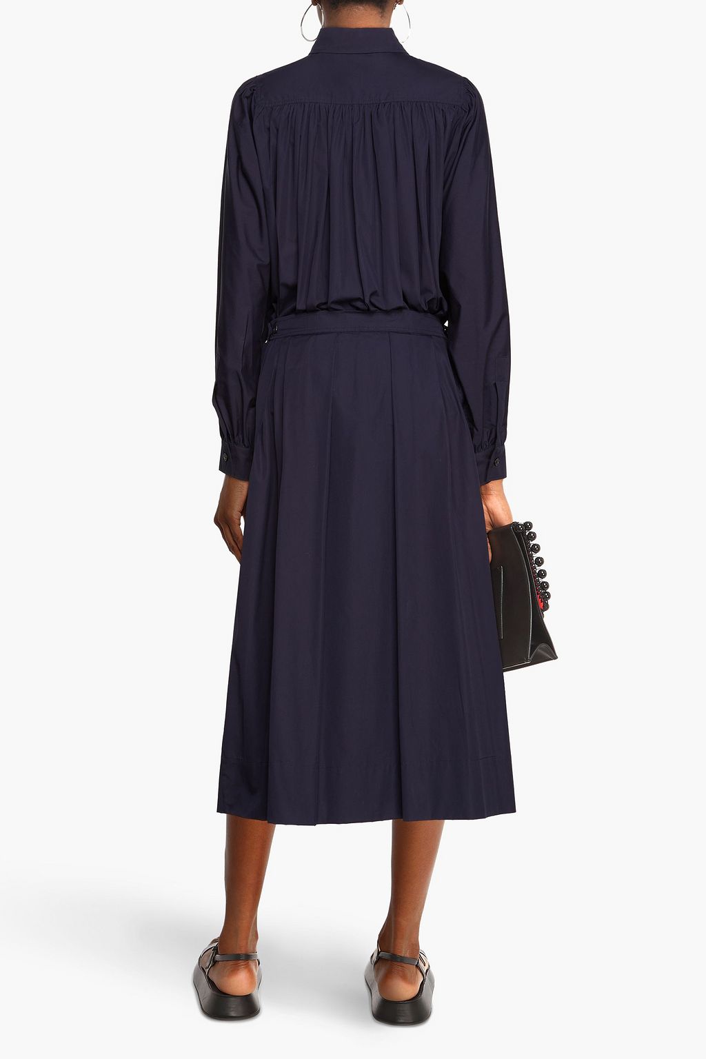MARNI Pleated cotton-poplin midi shirt dress