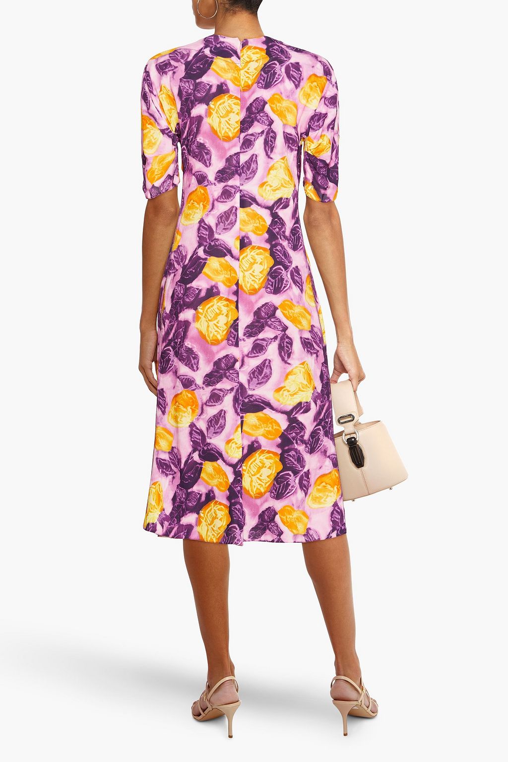 MARNI Pleated floral-print crepe midi dress