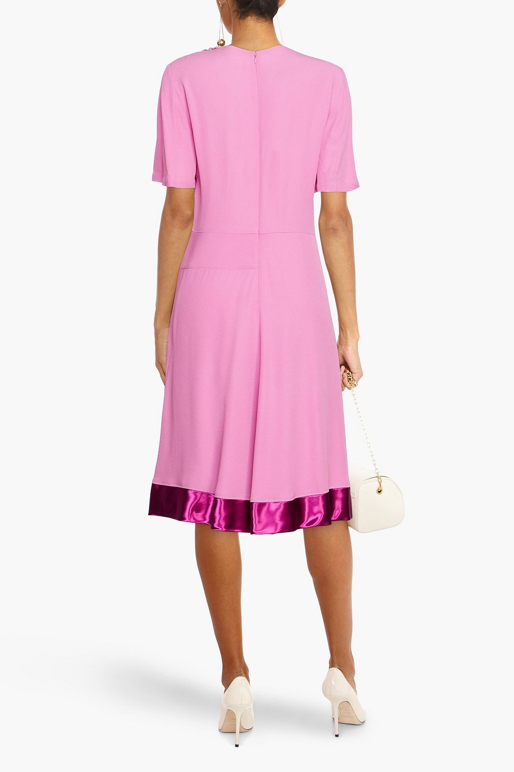 MARNI クレープ ワンピース サテントリム ルーシュ入り