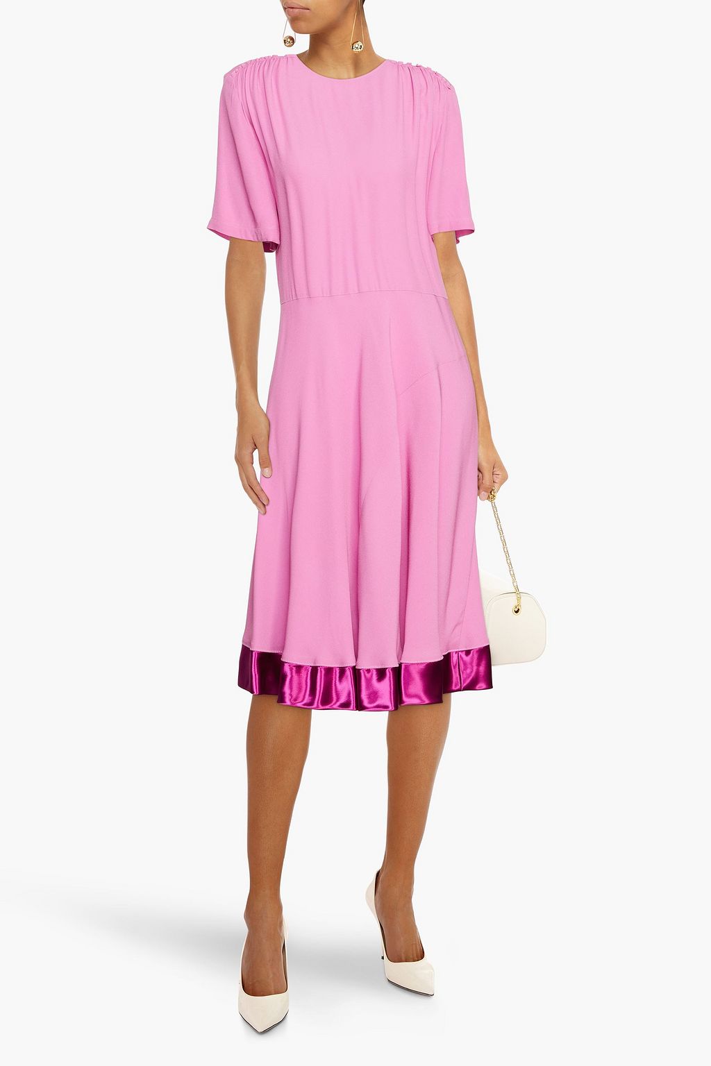 MARNI クレープ ワンピース サテントリム ルーシュ入り