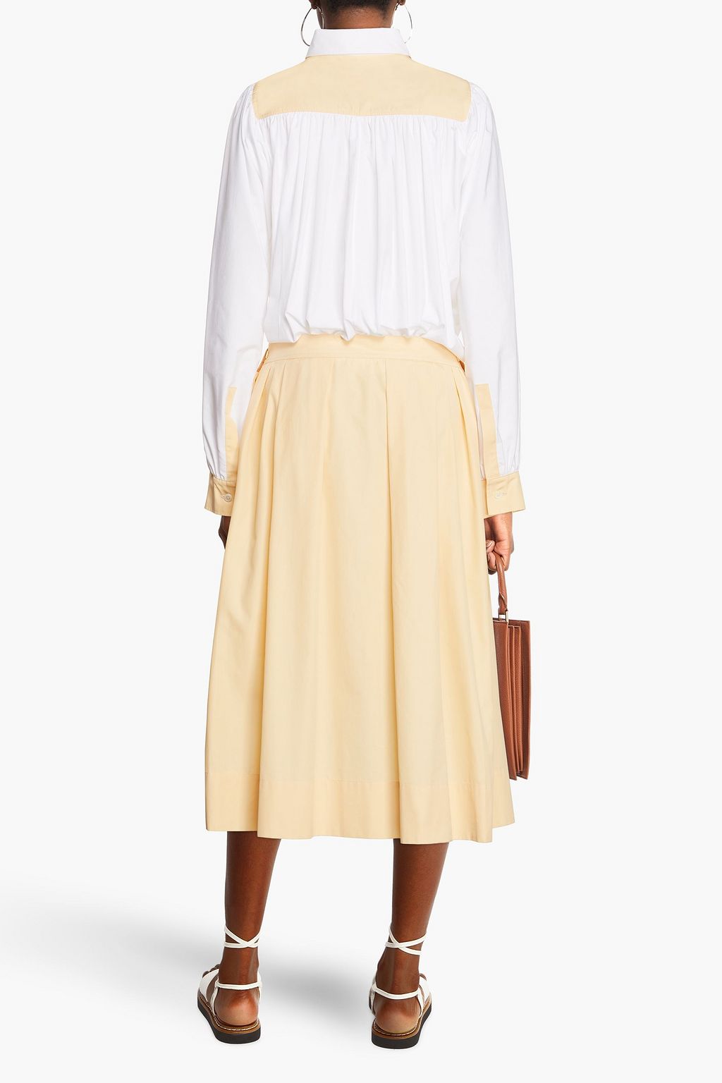 MARNI Pleated cotton-poplin midi shirt dress