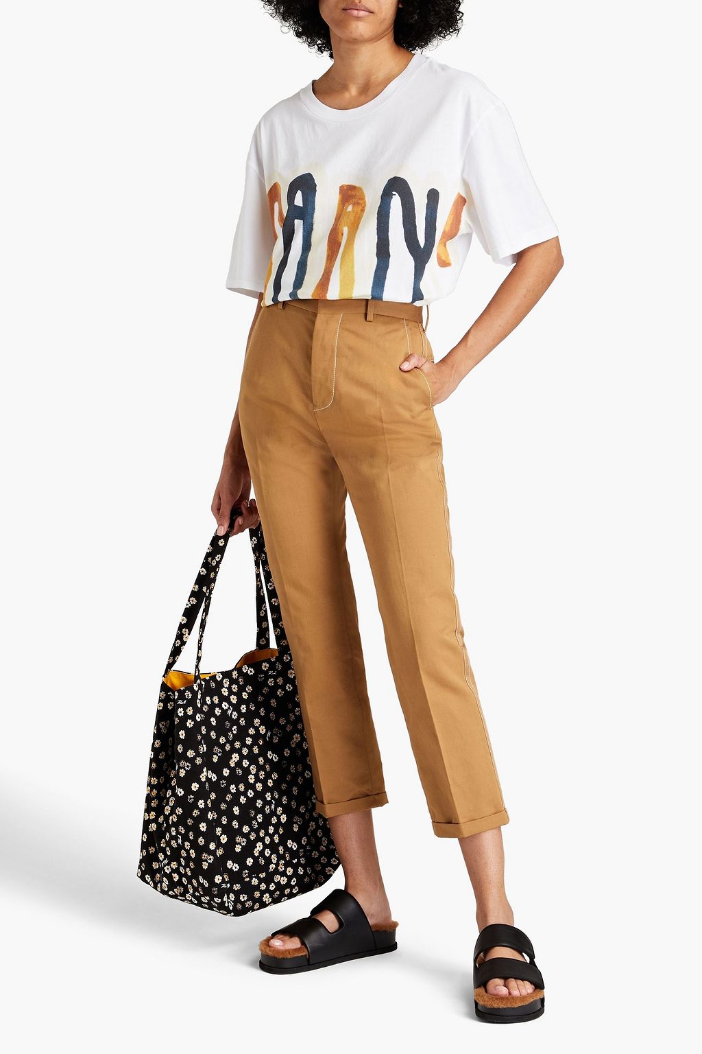 MARNI Cropped Hose mit schmalem Bein aus Twill aus einer Baumwoll-Leinenmischung