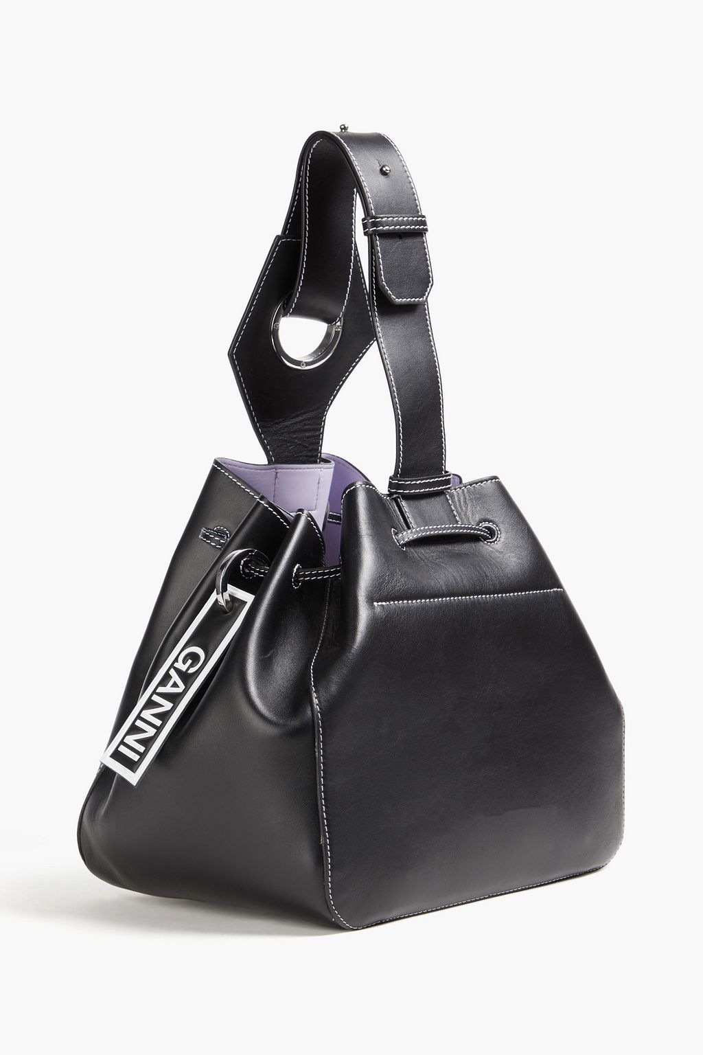 GANNI Embellished leather bucket bag