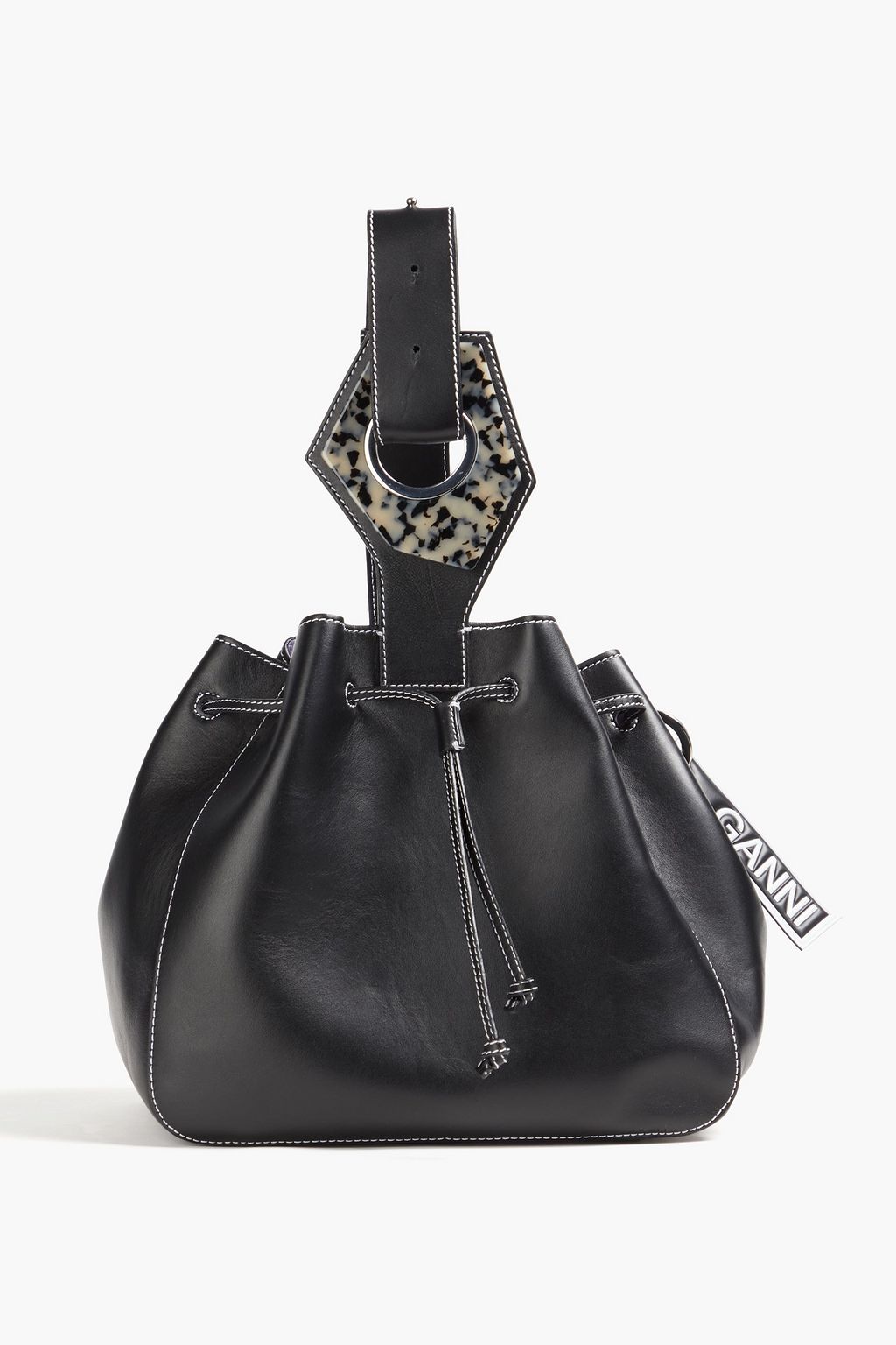 GANNI Embellished leather bucket bag