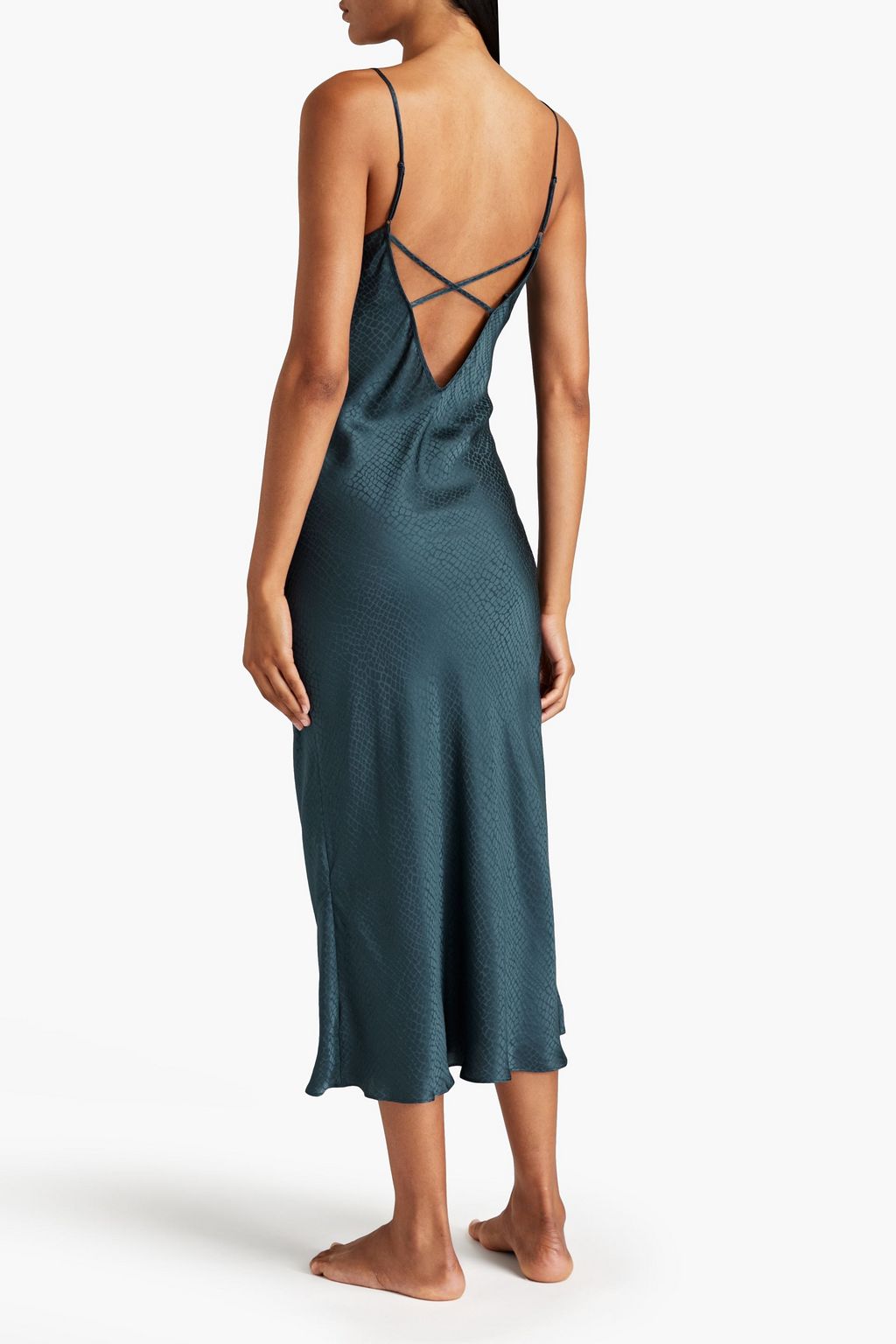GINIA Silk-satin jacquard nightdress