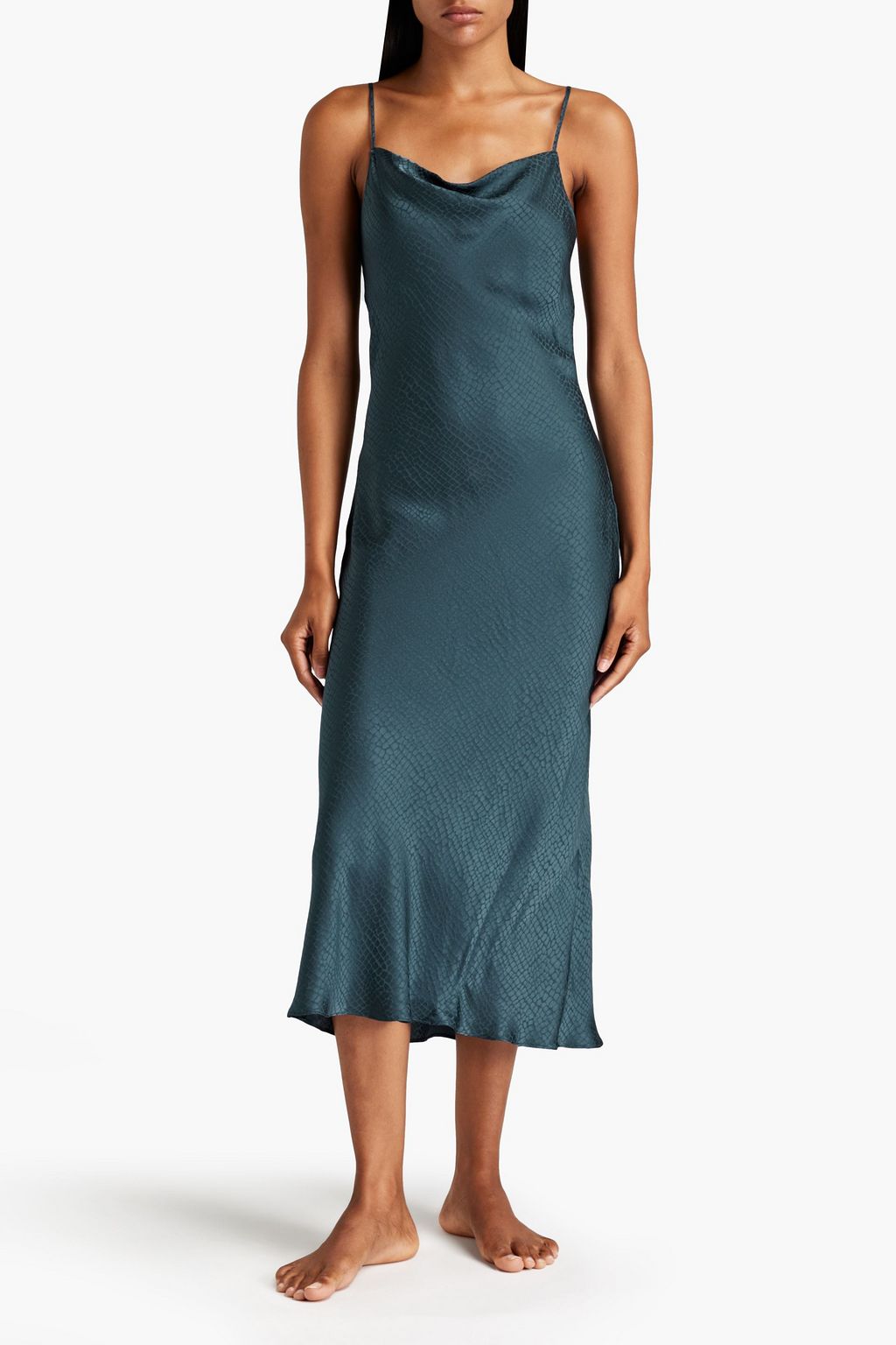 GINIA Silk-satin jacquard nightdress